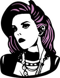 Woman in purple hair