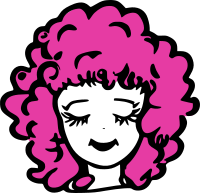 Girl in pink curly hair