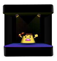A suicidal pudding on stage
