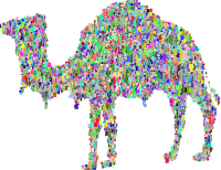 Vintage Camel Line Art 2 Silhouette Abstract Blocks