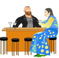 Lady at a Bar with a Bartender