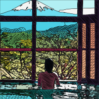 Onsen with a Fuji View - Drawing Remix