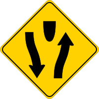 Caution - Divided Highway Begins
