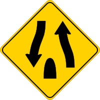Caution - Divided Highway Ends