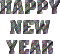 Happy New Year Typography Scribble With Black