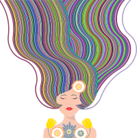 Woman With Long Hair By Karen Arnold Vectorized Colorful