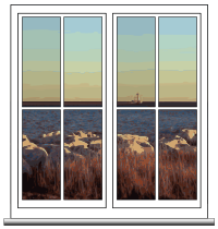 View of ocean through a window