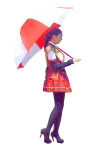 Lady with Big Umbrella
