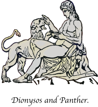 The Greek God Dionysos (Bacchus) and Panther