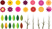 Logo Style Flower Set Vector 