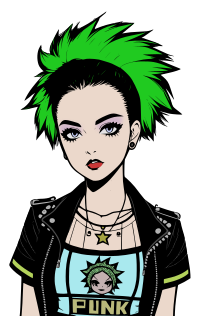 Punk Woman Cartoon - Colour Remix