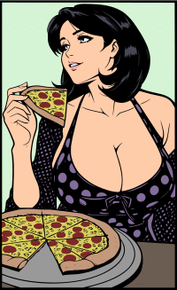 Woman with Pizza - Colour Remix