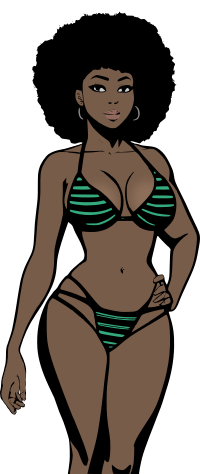 Woman in Bikini with Afro