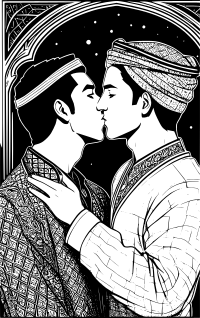 Arab couple kissing