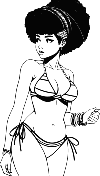 African woman in bikini
