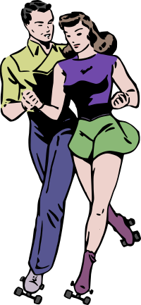 Roller Skating Couple - Colour Remix
