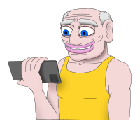 Old man watching a video