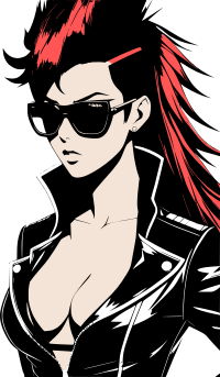 Woman in sunglasses and leather jacket