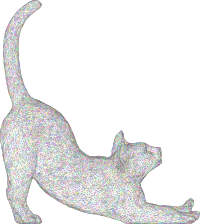 Stretching Cat 3D Wireframe Colorful