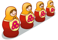 Set of isometric matryoshka dolls