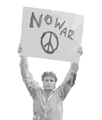 Man Holding a No War Sign