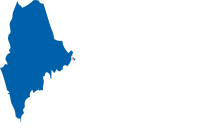 Maine State Outline with Flag Background