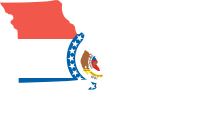 Missouri State Outline with Flag Background 