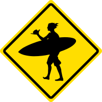 Surfer Dude Crossing Caution Sign
