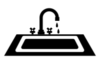 Simple kitchen sink and faucet icon
