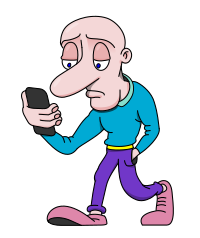 A guy and his smartphone walking around. 