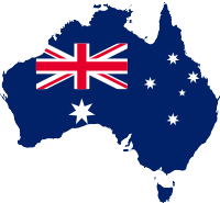Australian map with flag