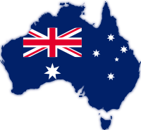 Australian map with flag shadowed