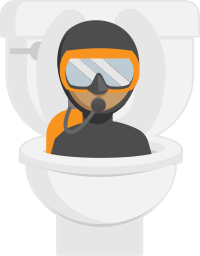 Scuba Diver in Toilet