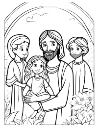 Coloring Page A.I. Jesus Blesses the Children 2