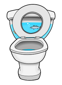 Clean toilet with seat up - AQUARIUM REMIX