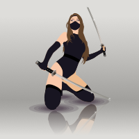 Ninja Girl with Sword Katana - Character