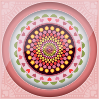 Dot Mandala with Hearts - Peach Color