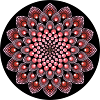 Dot Mandala - Flower 3d - Red