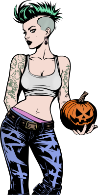 Punk Woman with Jack-o-Lantern