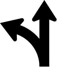 left turn ahead black arrow road sign 