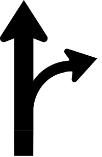minor right turn ahead black arrow road sign