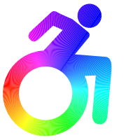 Wheelchair rainbow multicolor disabled positivity blue