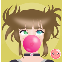 Anime Face - Pink Bubble Gum
