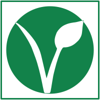 Vegan v in a circle then in square with border