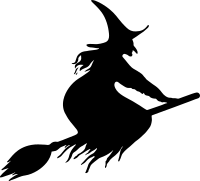 Witch Riding Broom Silhouette