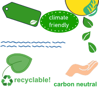 Green washing false claims words and signs