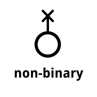 Non-binary gender identity icon in black on white square 