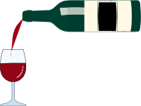 Pouring a glass of red wine from a bottle