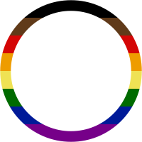 LGBT+ poc progress pride black brown round border 