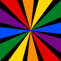 Rainbow pride starburst pattern with black rays